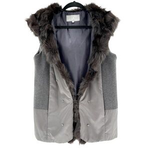 Olivia Hassler‎ Korea Fur Jacket Vest with Fur Hood